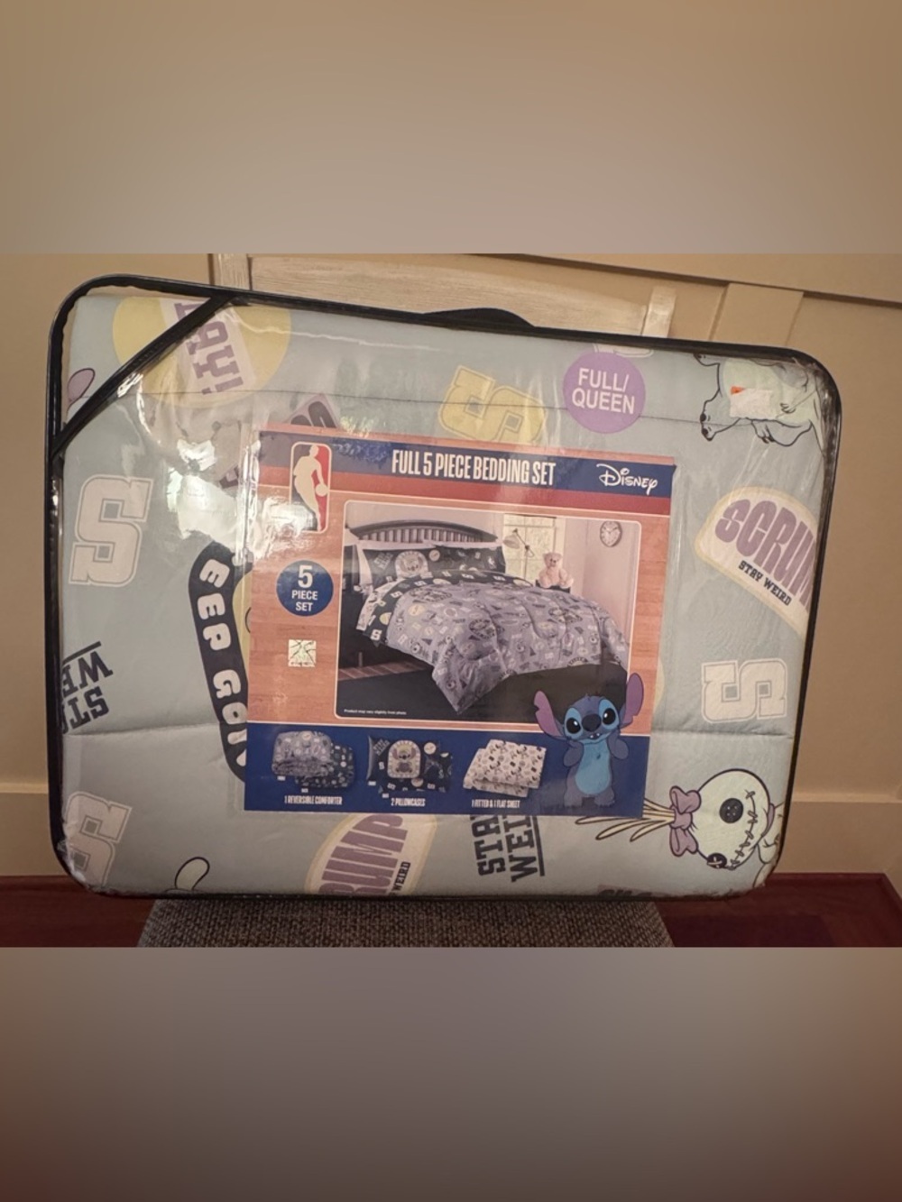 Disney Stitch Full/Queen Comforter Set in Light Blue and Purple Accents
